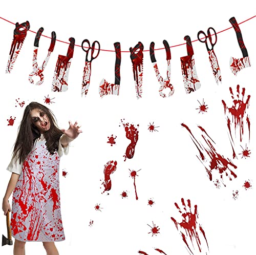 Youery Halloween Blutig Banner, Halloween Banner Deko Halloween Deko,Halloween Party Dekorationen, Halloween Blutige Werkzeuge und Hand Garland Banner Spooky Halloween Dekorationen von Youery