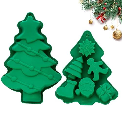 Youery Silikonform Weihnachten, 2 Stück Weihnachten Resin Formen, Weihnachten Backform, Weihnachtsbaum-Schokoladenform, Fondant Formen, Backformen für Weihnachtsdekoration, Familienfeier, DIY von Youery