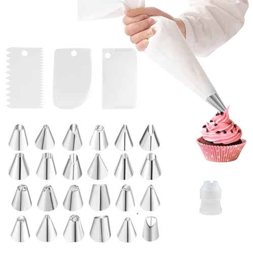 Youery Spritzbeutel Mit Tüllen,Torten Zubehör Set zum Backen mit Spritzbeutel Wiederverwendbar und Spitzen,Standardkonverter, Silikonringe,Silikon für Cupcakes,Torten Dekorieren,Kuchen Youery Spritzbeutel Mit Tüllen,Torten Zubehör Set zum Backen mit Spritzbeutel Wiederverwendbar und Spitzen,Standardkonverter, Silikonringe,Silikon für Cupcakes,Torten Dekorieren,Kuchen von Youery