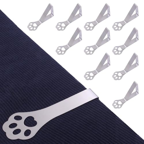 Youery Tischdeckenhalter für dicke Tischplatten,10 Stück Katzenkrallen wetterfeste Edelstahl Tischabdeckungsklemmen,Tischdeckenclips für Gartentisch Restaurant Familien-Esstisch im Freien Campingtisch von Youery