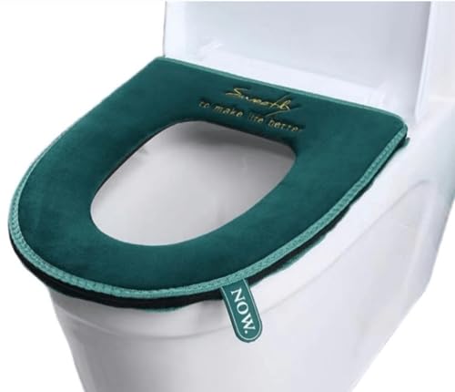 Youesedew Wc sitzbezug toilettensitz mit Reißverschluss, passend für die meisten U-Toiletten,Wc-sitzbezug für alle Jahreszeiten, wc sitzbezug waschbar.(Grün 1St) von Youesedew