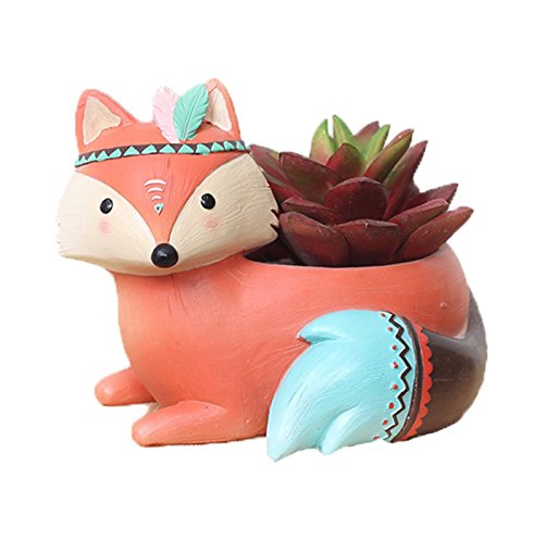 Youfui Home Decor Topf, Tiere, Sukkulenten, Übertopf für Zuhause, Büro, Schreibtischdekoration (bezaubernder Fuchs) von Youfui