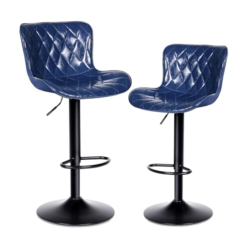 Youhauchair Barhocker 2er Set Wasserdicht Leder Höhenverstellbar Drehbar Barhocker mit Rückenlehne und Fußstütze Frühstück Barhocker Küchenhocker Blau Youhauchair Barhocker 2er Set Wasserdicht Leder Höhenverstellbar Drehbar Barhocker mit Rückenlehne und Fußstütze Frühstück Barhocker Küchenhocker Blau von Youhauchair