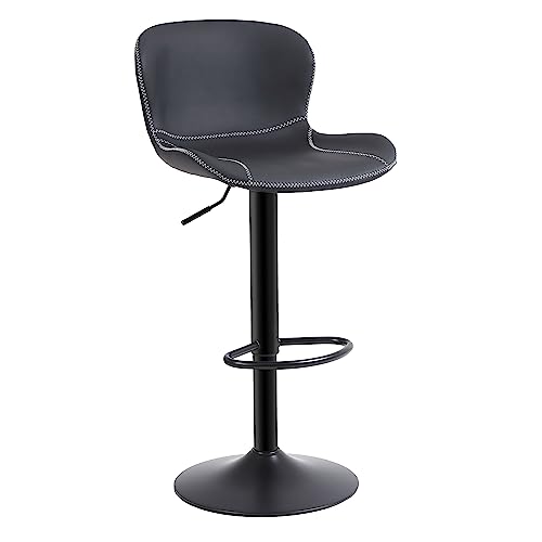 Youhauchair Barhocker, Barhocker Höhenverstellbar aus PU-Leder, wasserdicht und verschleißfest, Hocker mit Rückenlehne und Fußstütze, Drehbarer bar Stool, modern, schwarz von Youhauchair