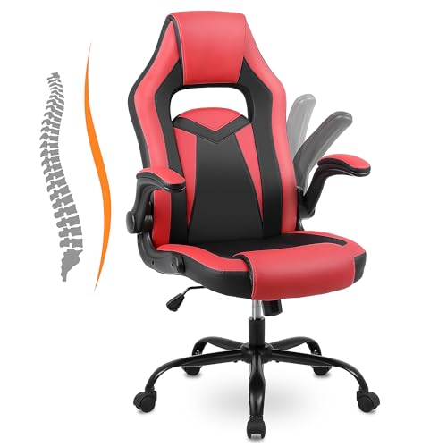 Youhauchair Gaming Stuhl, Schreibtischstuhl mit Hochklappbaren Armlehnen, Gamer Stuhl Ergonomisch aus PU-Leder, Gaming Chair, Office Chair, Bürostuhl Ergonomisch Bis 150kg von Youhauchair