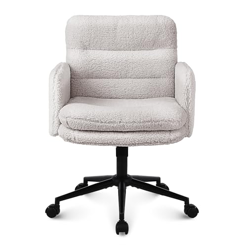 Youhauchair Schreibtischstuhl, Schminktisch Stuhl aus Kunstpelz, Bequemer Drehstuhl Schreibtisch Stuhl, Bürostuhl Ergonomisch mit Verstellbarer Höhe, Creme Youhauchair Schreibtischstuhl, Schminktisch Stuhl aus Kunstpelz, Bequemer Drehstuhl Schreibtisch Stuhl, Bürostuhl Ergonomisch mit Verstellbarer Höhe, Creme von Youhauchair