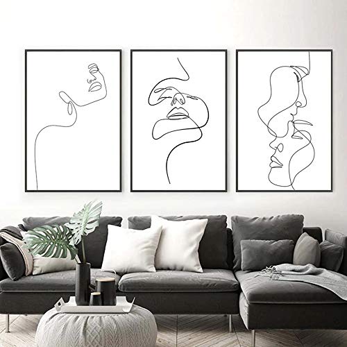 3 Poster Abstrakt Dame Linie 30 x 40 Leinwand Nordische Kunst Figur Körperkunst Modern Bilder Minimalistisch Wohnzimmer Dekor ohne Rahmen von Youihom