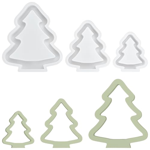 3 Stück Weihnachtsbaum Silikonform, Weihnachtsgießformen für Gips Dekoration(B) von Youkly