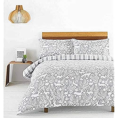 Creative Cloth SKANDI Woodland SKS D/Set Grey, Baumwolle, Hellgrau, Super King Creative Cloth SKANDI Woodland SKS D/Set Grey, Baumwolle, Hellgrau, Super King von Youley