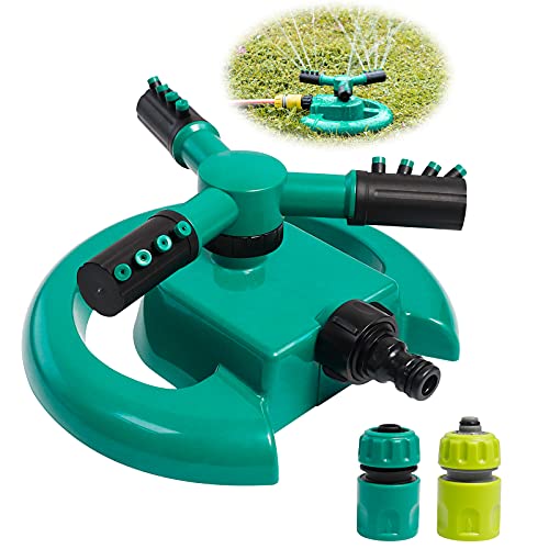 Youley Gartensprenger, Garten Sprinkler 360°3-Arm Rotierendes Gartenbewässerung Rasensprenger Sprenger Garten Verstellbarer Sprinklerkopf Wasser Sprenger für Rasen, Pflanzen, Garten,Blumen, Gemüse von Youley