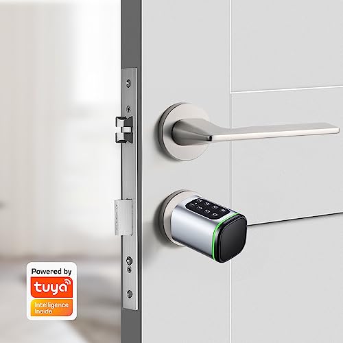 YoumiAi Bluetooth Passwortsperre Smart Door Barrel Lock with Chrome Symmetrisch Euro Cylinder Lock Elektronisches Türschloss Zylinderschloss/APP/IC Karte/Key Entsperren (Silber, 40/40mm) von YoumiAi