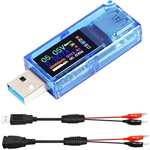 Youmile 1 Stk USB 3.0 Tester Multimeter 3.7-30V 0-4A USB Spannungsprüfer USB Digital Strom Spannung Meter Voltmeter Amperemeter mit USB-Clip-Kabel von Youmile