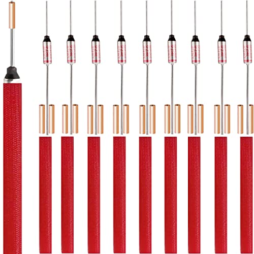 Youmile 10 Stück SF214E SEFUSE 216 Grad Celsius Metallthermosicherung 10A 250V mit GT-1 Crimpanschluss Silikon-Glasfaserschlauch für elektrische Haushaltsgeräte von Youmile