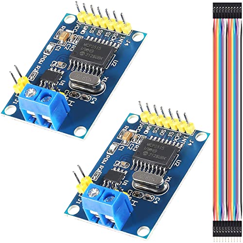 Youmile 2 Stk MCP2515 CAN-Bus-Modul DC 5V TJA1050 Verhaltenmodul SPI-Controller-Schnittstellenkarte mit persönlichen und persönlichen Dupont-Leitungen 51 MCU ARM-Controller-Entwicklungskarte von Youmile