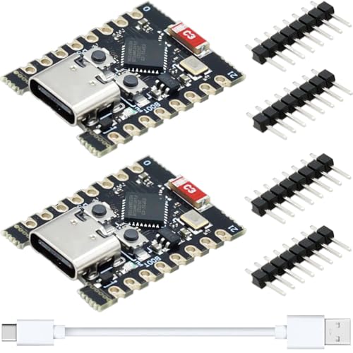 Youmile 2 Stück Entwicklungsmodul ESP32 Entwicklungsboard ESP32-C3 SuperMini Bluetooth 5.0 & WIFI 160MHz Betriebsfrequenz 2.4GHz Onboard 4MB Flash Speicher/2MB PSRAM mit Typ-c Kabel Youmile 2 Stück Entwicklungsmodul ESP32 Entwicklungsboard ESP32-C3 SuperMini Bluetooth 5.0 & WIFI 160MHz Betriebsfrequenz 2.4GHz Onboard 4MB Flash Speicher/2MB PSRAM mit Typ-c Kabel von Youmile