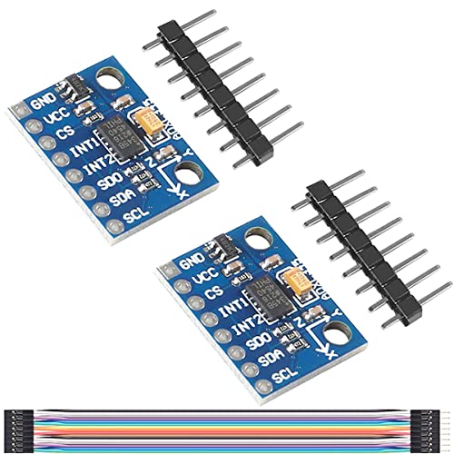 Youmile 2 Stück GY-291 ADXL345 IIC/SPI Digitales 3-Achsen-Digital-Beschleunigungs-Neigungsmodul mit Pinheader DuPont-Kabel für Arduino von Youmile