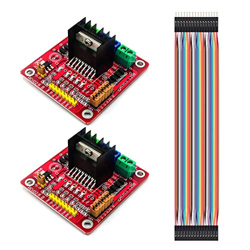 Youmile 2 Stück L298N Motortreibermodul Dual-H-Brücke DC-Schrittmotortreibermodul Steuerplatine für Arduino PIC AVR mit Dupont-Kabel von Youmile