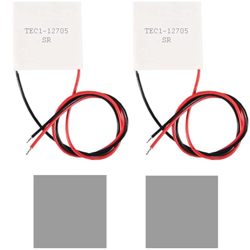Youmile 2 Stück TEC1-12705 Thermoelektrischer Peltier-Kühler 12V 5A 45W Kühlkörper Thermoelektrisches Kühlplattenmodul 40x40mm mit Silikon-Kühlkörper Youmile 2 Stück TEC1-12705 Thermoelektrischer Peltier-Kühler 12V 5A 45W Kühlkörper Thermoelektrisches Kühlplattenmodul 40x40mm mit Silikon-Kühlkörper von Youmile