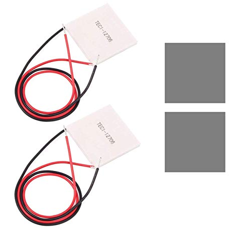 Youmile 2 Stück TEC1-12706 12V 6A 60W Thermoelektrischer Kühler Kühlung Peltierplattenmodul 40 x 40 mm Halbleiterkühlung mit 2 Stück Wärmeleitpad Youmile 2 Stück TEC1-12706 12V 6A 60W Thermoelektrischer Kühler Kühlung Peltierplattenmodul 40 x 40 mm Halbleiterkühlung mit 2 Stück Wärmeleitpad von Youmile