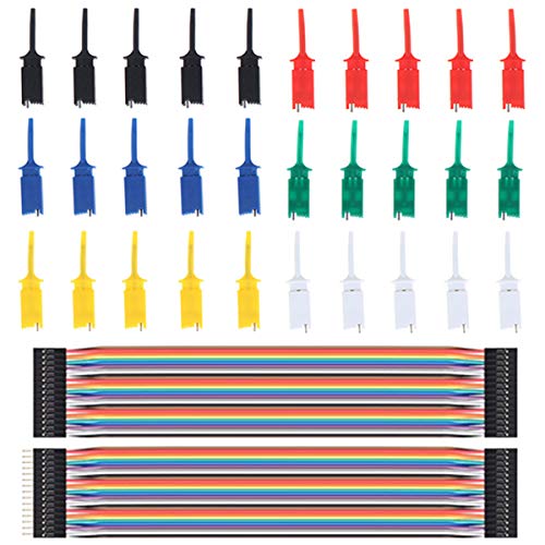 Youmile 30 Stücke Multimeter Draht Blei Test Haken Clip, Elektronische Mini Test Sonde Set für PCB IC mit Dupont Kabel von Youmile