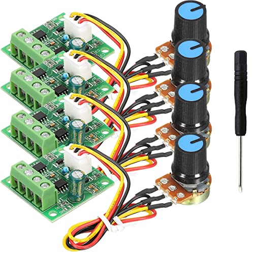 Youmile 4 Stück DC PWM Controller DC Motor Speed Controller Modul 1,8 V bis 15 V 2A Drehpotentiometer Geschwindigkeitseinstellung 1803BW B100K mit Schraubendreher von Youmile