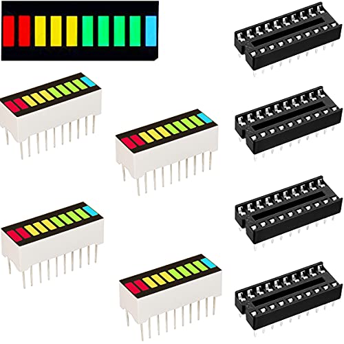 Youmile 4 Stueck LED-Balkenanzeige Digital 10-Segment (2x Superrot + 3xGelb + 4xSupergrün + 1xBlau) + DIP20 mit 4 Farben Ein-LED-Balkendiagramm für Heimwerker oder Arduino ARGYB von Youmile