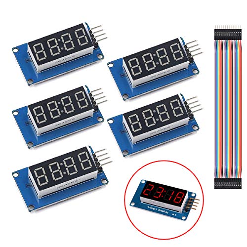 Youmile 5 Stück Led-anzeigemodul TM1637 7 Segment 4 Bits Gemeinsame Anode Clock Red Digital Rohr für Arduino Mit Dupont Kabel Stecker auf Buchse 8 Pin von Youmile