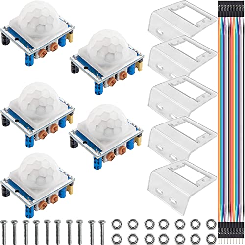 Youmile 5 Stück PIR Sensor einstellbare PIR Bewegungsmelder infrarot-PIR-Bewegungsmelder-Modul mit Montagehalterung DuPont-Kabel für Raspberry Pi-Kits an von Youmile