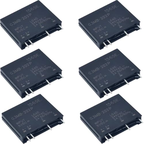 Youmile 6 Stück Halbleiterrelais-Modul G3MB-202P DC-AC-Leiterplatten-SSR In 5 V DC Out 240 V AC 2 A AC-Halbleiterrelais für verschiedene Automatisierungsanlässe Youmile 6 Stück Halbleiterrelais-Modul G3MB-202P DC-AC-Leiterplatten-SSR In 5 V DC Out 240 V AC 2 A AC-Halbleiterrelais für verschiedene Automatisierungsanlässe von Youmile