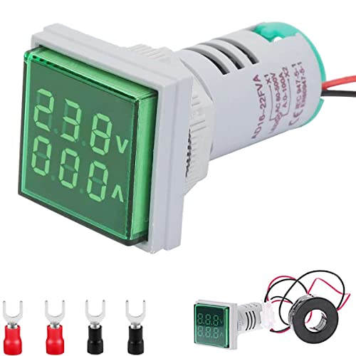 Youmile LED Indicator Light Digital Display Voltage Tester grün AC 0-100A 60-500V LED Digitaler Spannungsprüfer Stromprüfer Rot mit roter und schwarzer Steckerfeder von Youmile