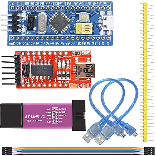 Youmile ST-Link V2 Emulator Programming Unit Downloader + 40-poliges STM32F103C8T6 ARM-Entwicklungsboard +FT232RL FTDI-Modul mit Micro-USB-Kabel DuPont-Kabel Mini-USB-Kabel von Youmile