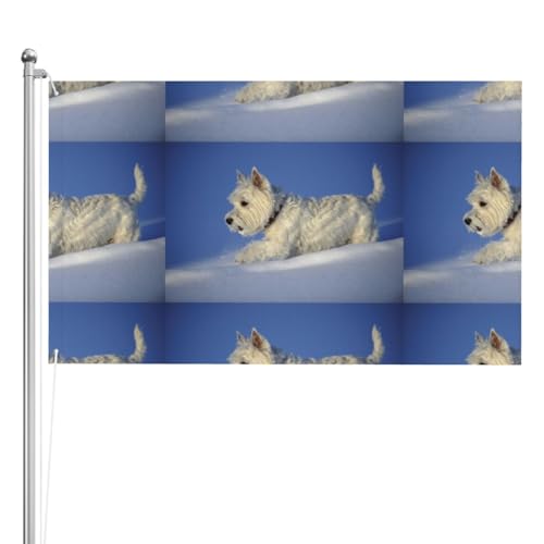 Flagge, 3x5FT doppelseitige Outdoor-Flagge Gartenflaggen Tapisserie Urlaub Hof Party Flaggen,Westie Winter West Highland White Terrier Hunde Flagge, 3x5FT doppelseitige Outdoor-Flagge Gartenflaggen Tapisserie Urlaub Hof Party Flaggen,Westie Winter West Highland White Terrier Hunde von YounPrenG