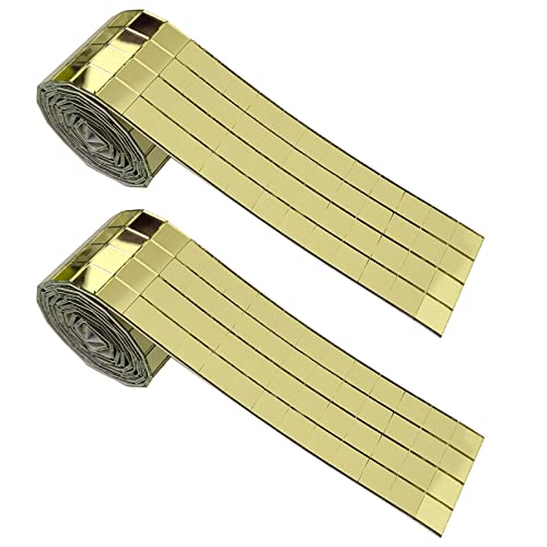 2 Rollen selbstklebende Spiegelmosaikfliesen, Spiegelfliesen, Weihnachten, DIY-Dekoration, 800 Stück (10 x 10 mm, goldfarben) von Young Wolf