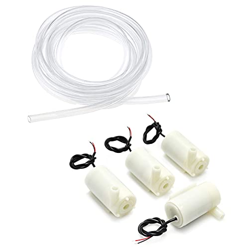 4 x Mikro-Tauchpumpe, Mini-Wasserpumpe, DC 3–5 V, mit 3 m langem transparentem Vinyl-Schlauch-Set für Aquarien, Gartenpflanzen. 4 x Mikro-Tauchpumpe, Mini-Wasserpumpe, DC 3–5 V, mit 3 m langem transparentem Vinyl-Schlauch-Set für Aquarien, Gartenpflanzen. von Young Wolf