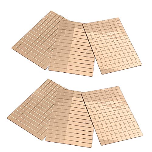Spiegel-Mosaikfliese (Roségold, 10 x 10 mm x 6 Bögen), selbstklebend, Echtglas, Spiegelfliesen, Basteln, 850 + Stück von Young Wolf