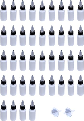 Young Wolf 40 Stück HDPE-Tropfflaschen mit dünner Spitze für Labor und Wissenschaft, leere Quetschflaschen + 2 x Mini-Trichter-Set (30 ml) von Young Wolf