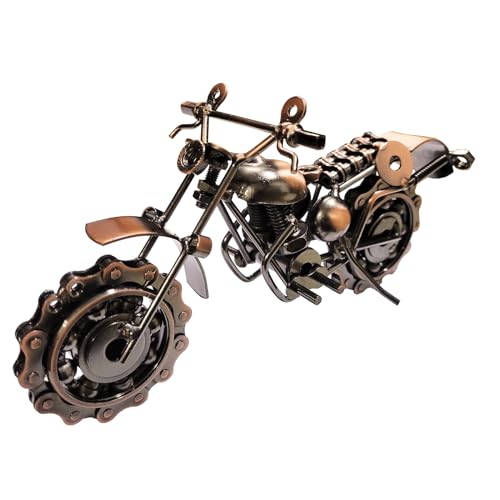 Young Wolf Metall-Motorrad-Fahrrad, Retro-Vintage-Ton, handgefertigtes Metall-Modell, Kettenrad, Ornament, Kunstskulpturen, Sammlerstück, Geschenk (Bronze) von Young Wolf