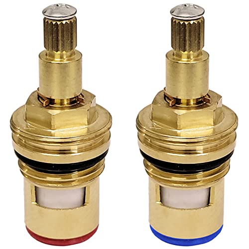Young Wolf Tap Valves Replacement Brass Ceramic Disc Insert Gland Cartridge Cold and Hot Water 1/4 Quarter Turn 20 Teeth G 1/2Inch von Young Wolf