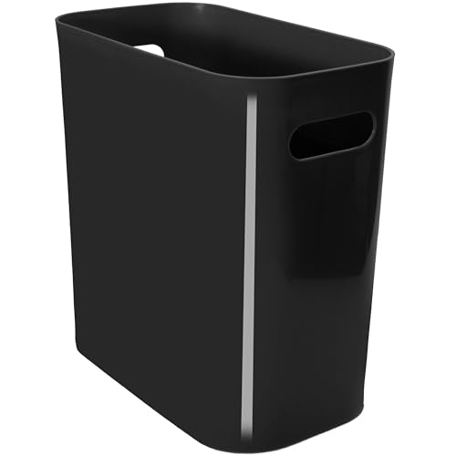 Youngever 1 Packung 1 x schlanker Mülleimer aus Kunststoff, Mülleimer mit Griffen, für Heimbüro, Wohnzimmer, Arbeitszimmer, Küche, Bad (schwarz) von Youngever
