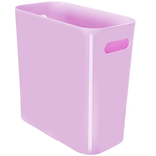 Youngever 1 Packung schlanker Mülleimer aus Kunststoff, Mülleimer mit Griffen, für Zuhause, Büro, Wohnzimmer, Arbeitszimmer, Küche, Bad (lila) von Youngever