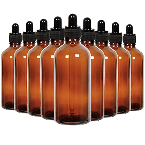 Youngever 16er Pack 120ML Tropfflaschen aus Glas für ätherische Öle, Pipettenflasche, Apothekerflaschen, 2 Mini-Trichter aus Edelstahl (Amber) von Youngever