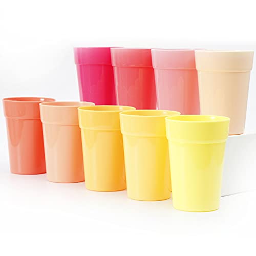 Youngever 18er Pack 350ML Plastik Becher für Kinder, Mehrweg Kunststoff Unzerbrechliche Trinkbecher Saftbecher in 9 Farben (Pink) von Youngever