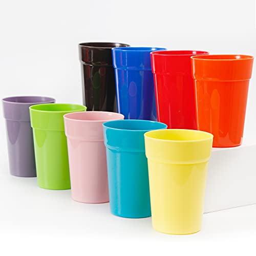 Youngever 18er Pack 350ML Plastik Becher für Kinder, Mehrweg Kunststoff Unzerbrechliche Trinkbecher Saftbecher in 9 Farben (Rainbow) von Youngever