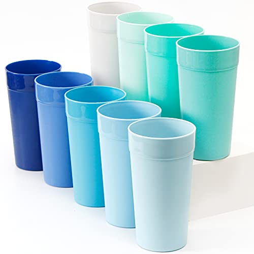 Youngever 18er Set 600ML Unzerbrechliche Trinkgläser Kunststoff, Kunststoffbecher, Plastikgläser, Plastikbecher (Coastal) von Youngever