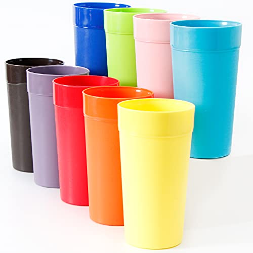 Youngever 18er Set 600ML Unzerbrechliche Trinkgläser Kunststoff, Kunststoffbecher, Plastikgläser, Plastikbecher (Rainbow) von Youngever