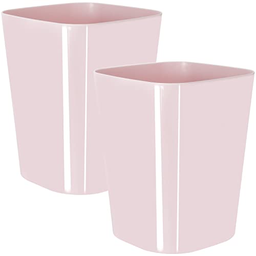 Youngever 2 Stück 4,8 Liter quadratischer Mülleimer, Kunststoff-Müllbehälter, kleiner Mülleimer für Heimbüro, Wohnzimmer, Arbeitszimmer, Küche, Badezimmer (rosa) von Youngever