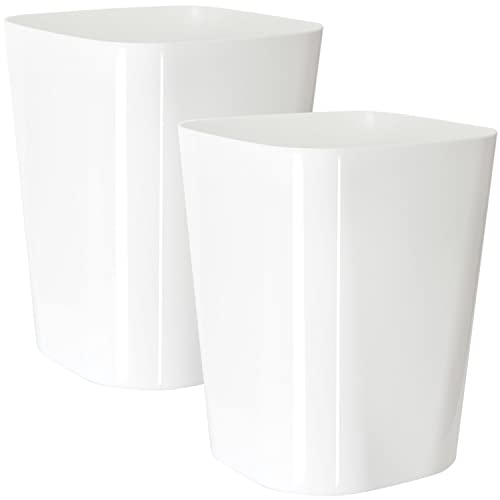Youngever 2 Stück 4,8 Liter quadratischer Mülleimer, Kunststoff-Müllbehälter, kleiner Mülleimer für Heimbüro, Wohnzimmer, Arbeitszimmer, Küche, Badezimmer (weiß) von Youngever