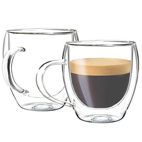 Youngever 2er Pack 160ML Espressotassen, Glas Kaffeetassen, Doppelwandige Kaffeegläser, Thermoisoliert (Hoch) von Youngever