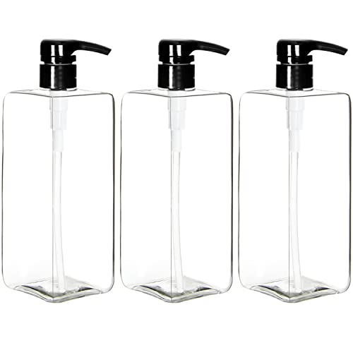 Youngever 3er-Set 700ML Pumpflaschen für Shampoo, Mehrweg Kunststoff Pumpspender Seifenspender Dispenser Lotionspender Leerflasche für Flüssige Shampoo Lotionen Küche Bad (Schwarze Pumpe) von Youngever