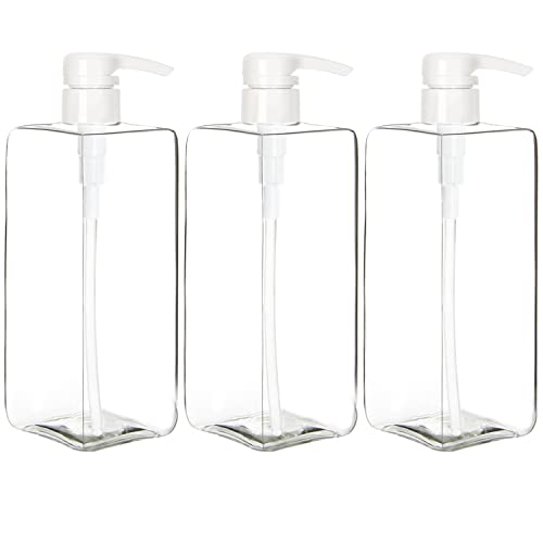 Youngever 3er-Set 700ML Pumpflaschen für Shampoo, Mehrweg Kunststoff Pumpspender Seifenspender Dispenser Lotionspender Leerflasche für Flüssige Shampoo Lotionen Küche Bad (Transparent) von Youngever